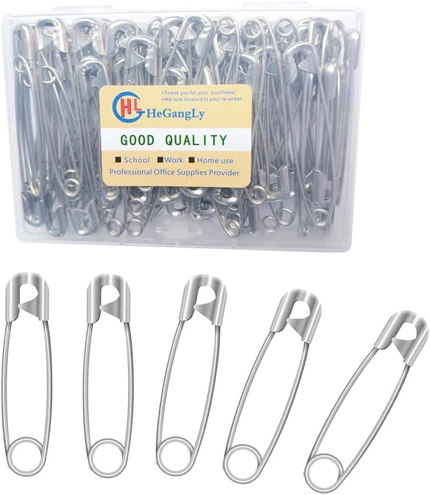 80Pcs Extra Large Safety Pins 2.2 Inch (55Mm) -Heavy Duty Large Safety Pins, Stainless Steel Safety Pins for Sewing,Baby Clothing, Diapers,Laundry,Decorations.