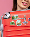 Bustling London Travel Stickers (28Pcs) - Gouache Style, English-Themed Vacation Decals for Journals, Scrapbooks, Luggage, Water Bottle