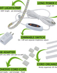 Sewing Machine Light Strip | 12" USB LED Light Strip, Clean White Lights for Brother, Janome, Babylock, Pfaff | Dimmable, 98" Power Cord, and Clips Included