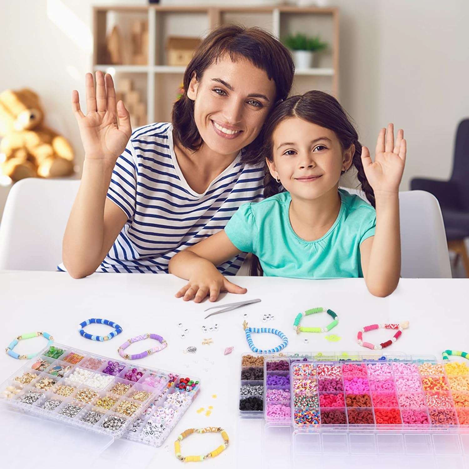 14700Pcs, Clay Beads for Bracelet Making Kit, 84 Colors Flat round Polymer Clay Heishi Spacer Beads for DIY Crafts Necklace Jewelry Making Gifts