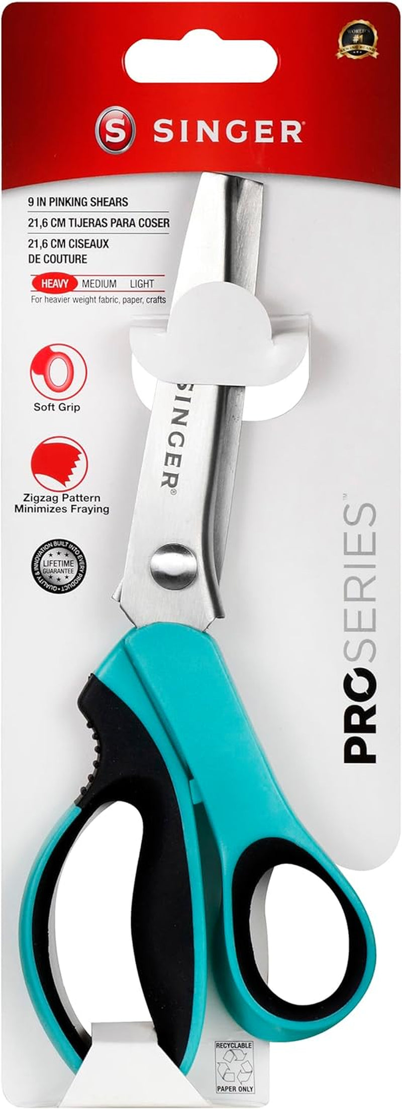 Proseries 9" Pinking Shears - Heavy-Duty Stainless Steel - Zigzag Cut for No-Fray Fabric, Sewing & Craft Edging