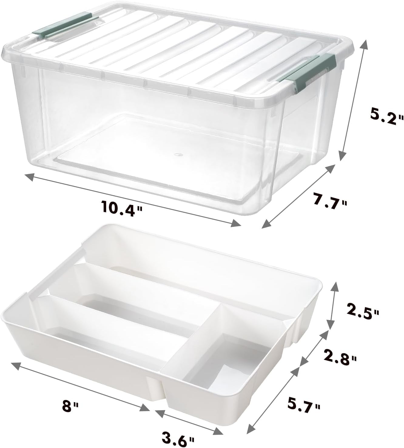 Plastic Storage Box with Removable Tray Caddy, Clear Art Supply Craft Organizers and Storage Bin, Playroom Container Organizer with Lid for Lego, Bead, Crayon, Tool, Sewing, Playdoh, Toy