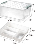 Plastic Storage Box with Removable Tray Caddy, Clear Art Supply Craft Organizers and Storage Bin, Playroom Container Organizer with Lid for Lego, Bead, Crayon, Tool, Sewing, Playdoh, Toy