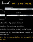 White Gel Pen Set - 0.8 Mm Extra Fine Point Pens Gel Ink Pens for Black Paper Drawing, Sketching, Illustration, Card Making, Bullet Journaling, Pack of 6