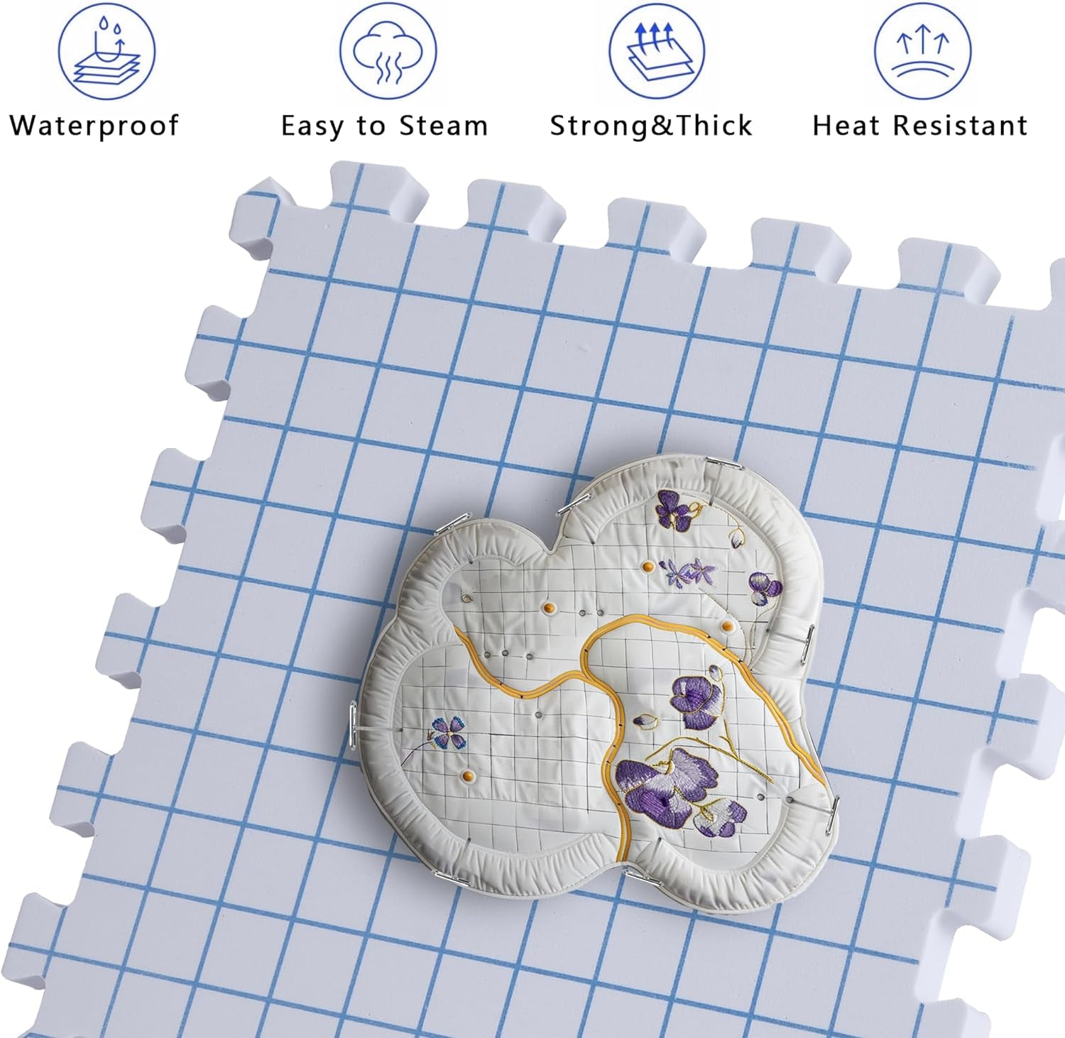 9 Pack  &amp; Crochet Project, Extra Thick Knitting Blocking Mat with Grid Lines，Knitting Mats with 100 T-Pins and Storage Bag