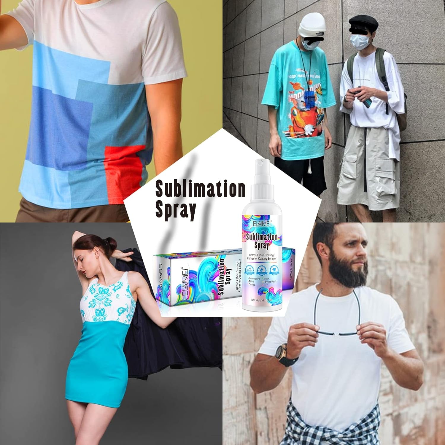 2X100Ml Sublimation Spray, Sublimation Coating Spray for All Fabric, Including 100% Cotton, Polyester, Carton, Tote Bag, Pillows, Mugs, Canvas, Quick Dry & Super Adhesion, High Gloss Vibrant Color