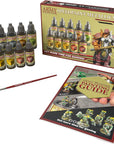 Speedpaint Metallics Set 2.0+ - 10 Speed Model Paint Kit - Pre-Loaded with Mixing Balls, 1 Basecoating Model Paint Brush, Army Painter Speed Paint Metallic Miniature Painting Kit