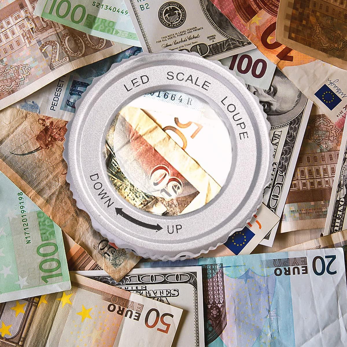 30X Loupe Magnifier,Adjustable Focal Length Magnifier,Foldable Jewelry Magnifier Glass for Textile Optical,Embroidery,Circuit Board,Coins,Etc.