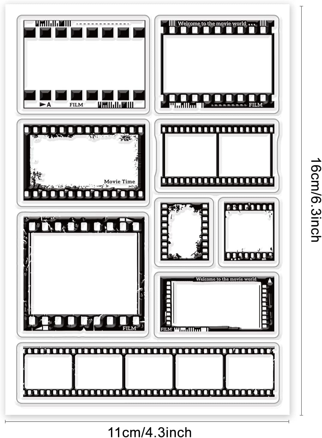 Film Reel Clear Stamp Vintage Film Style Transparent Silicone Stamp Cinematic Look Rubber Stamp for Scrapbook Journal Card Making