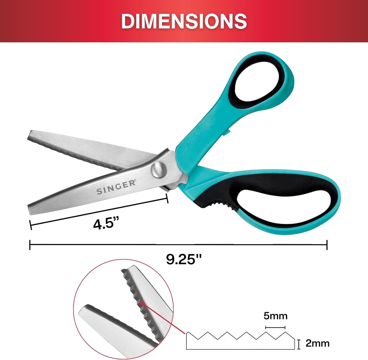 Proseries 9" Pinking Shears - Heavy-Duty Stainless Steel - Zigzag Cut for No-Fray Fabric, Sewing & Craft Edging