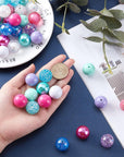50Pcs Chunk Beads, 20Mm Focal Beads Bubblegum Beads Colorful Pen Beads Large Rhinestone Pearl Beads Loose Beads Spacer Beads for Pen School Jewelry Bracelet Necklace Keychain Craft Making