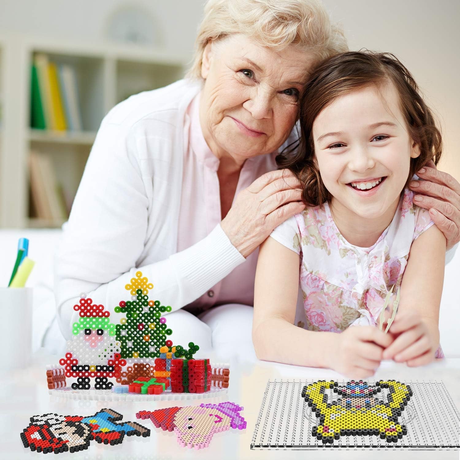 10000, 36 Colors Fuse Beads Kit 5Mm DIY Art Craft Toys for Kids with 4 Pegboards, 60 30 Pattern Paper| B, 10000Pcs