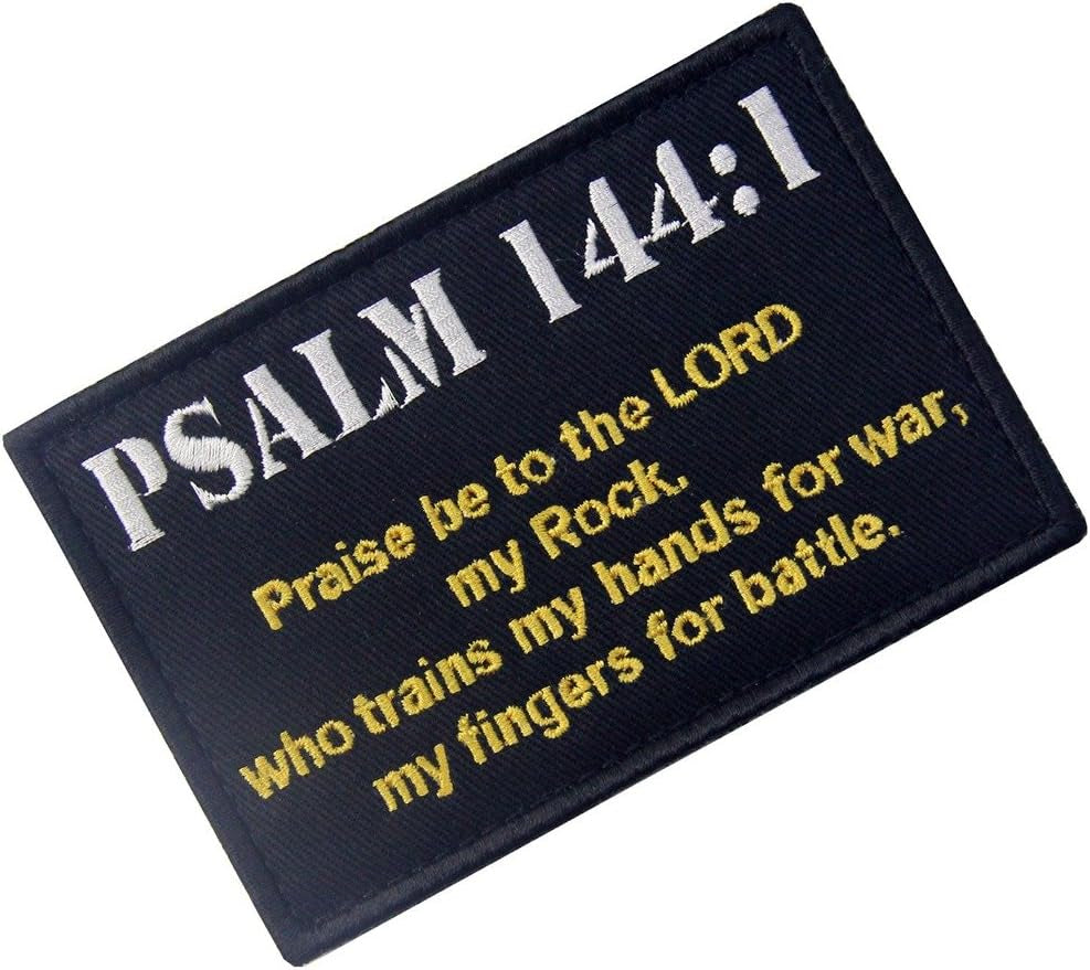 Tactical Psalm 144:1 BNW Patch Combat Badge Morale Applique Embroidered Fastener Hook & Loop Emblem