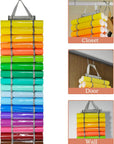 Vinyl Roll Holder - 36 Compartments Vinyl Storage Organizer with 7 Mesh Pockets Storage, Wall Mount/Over the Door Vinyl Roll Storage, with 2 Hooks and 2 Hanging Straps (Grey)