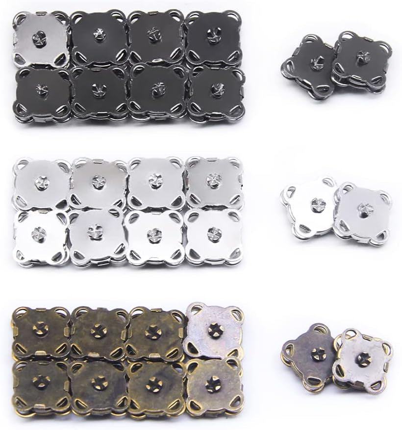 30 Sets Magnetic Snaps Button for Purse Handbag Wallet Overcoat Bag Mixed 3 Colors Fasteners Snap Buttons
