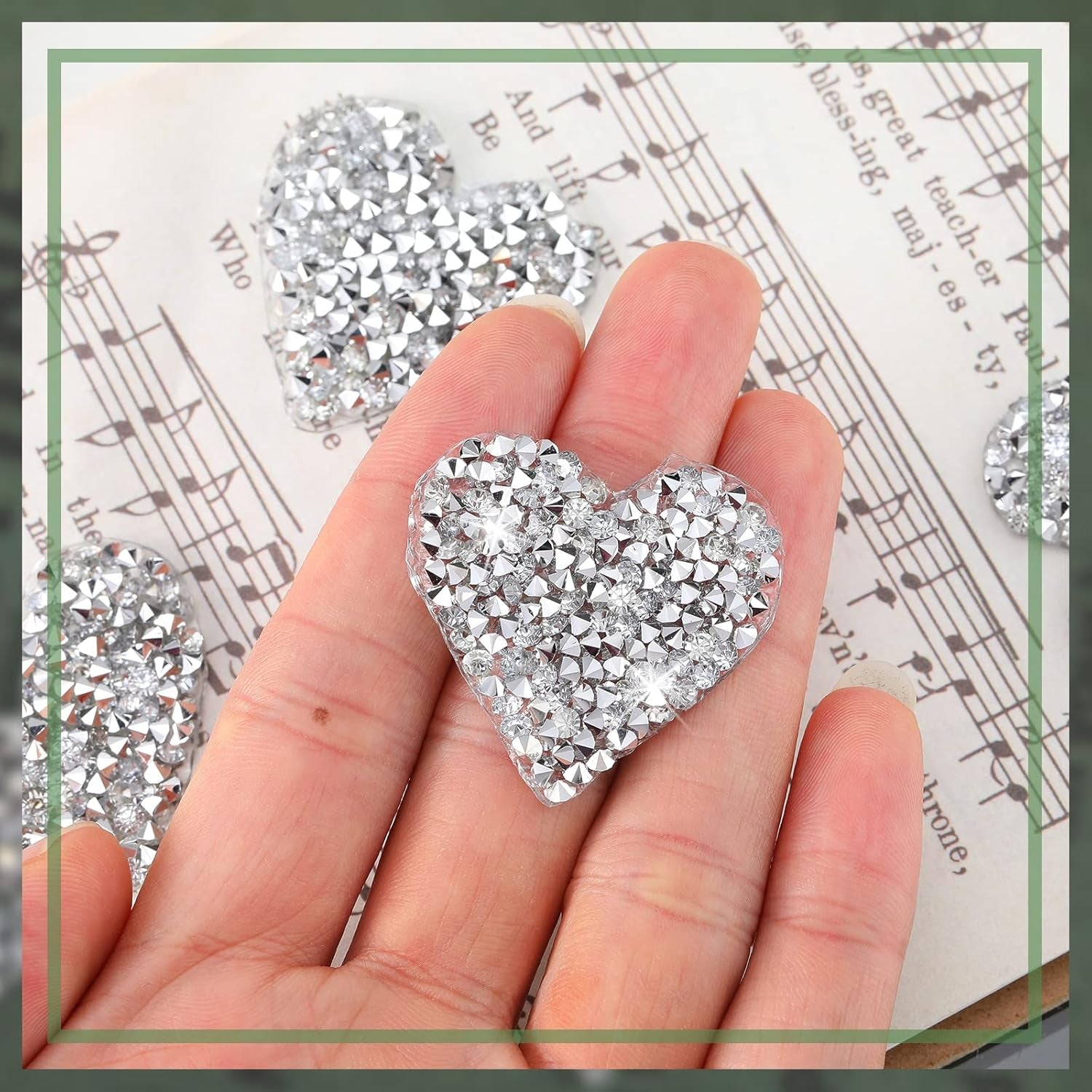 24 Pieces Star Patches Rhinestone Patches Heart Shape Diamond Appliques Adhesive Applique Glitter Repair Patch for DIY Crafts Clothes Bag Pants Wedding Decoration (Heart,Silver)