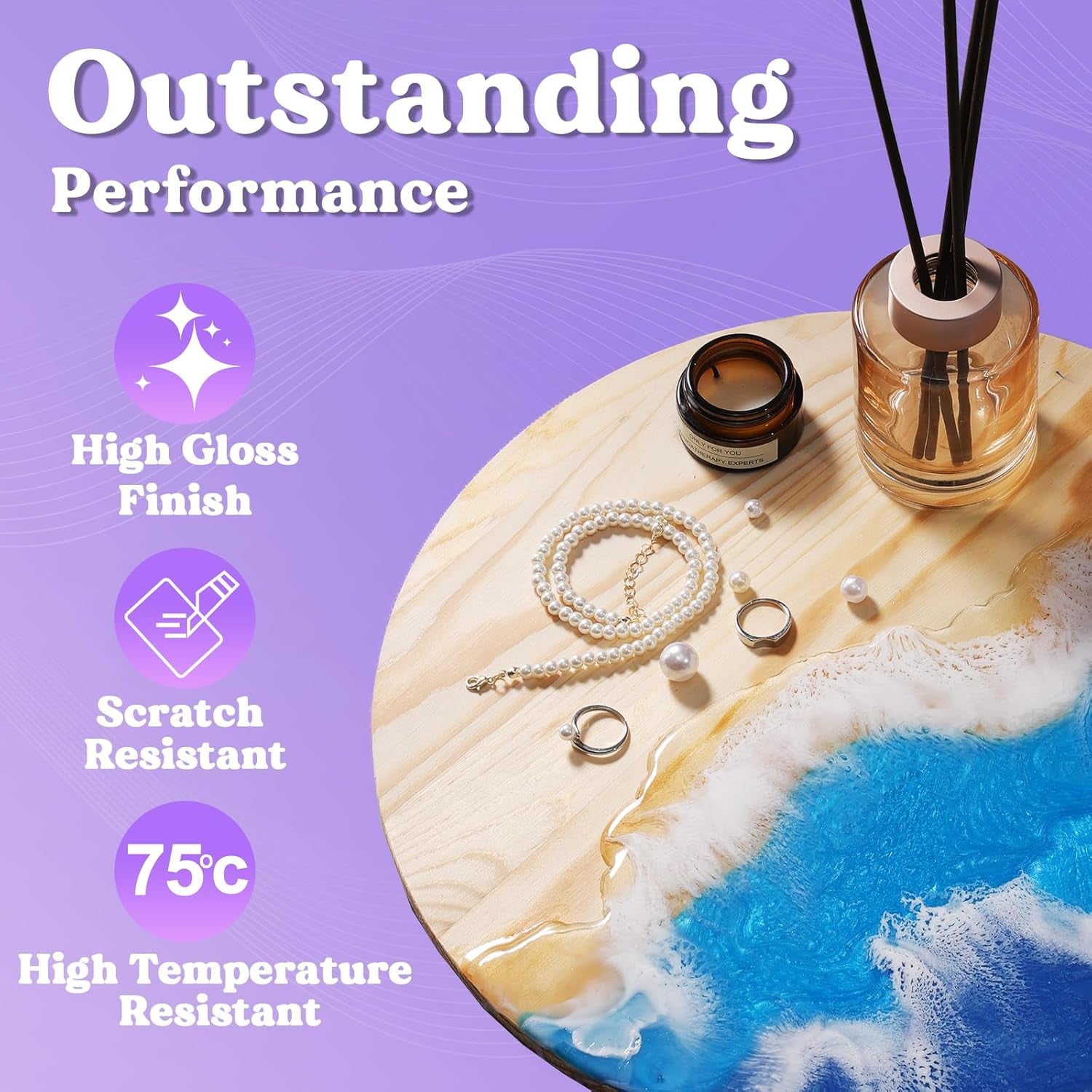 80Oz Crystal Clear Casting Resin Kit,Bubbles Free Epoxy Resin Supplies,Clear Resin for Craft,Tumblers,Molds,Jewelry,Resin and Hardener with 6 Mica Powders,Large Silicone Cup