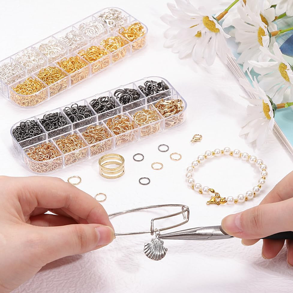 Jump Rings for Jewelry Making 2143Pcs Open Jump Rings and Lobster Clasps Necklace Bracelet Jewelry Repair Kit with Pliers Tweezers Jump Ring Opener