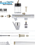 Master Performance S68 Multi-Purpose Precision Dual-Action Siphon Feed Airbrush, 0.35 Mm Tip, 3/4 Oz Fluid Bottle, Color Cup - User Friendly Set Kit - How-To-Airbrush Guide - Auto, Art, Hobby, Cake