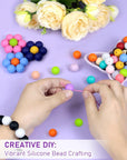 150PCS  Silicone Beads, 30 Colors 15Mm Silicone Beads Bulk for Keychain Making,Focal Beads Rubber round Bulk Beads Mixed Color Silicone Beads for DIY Crafts Making