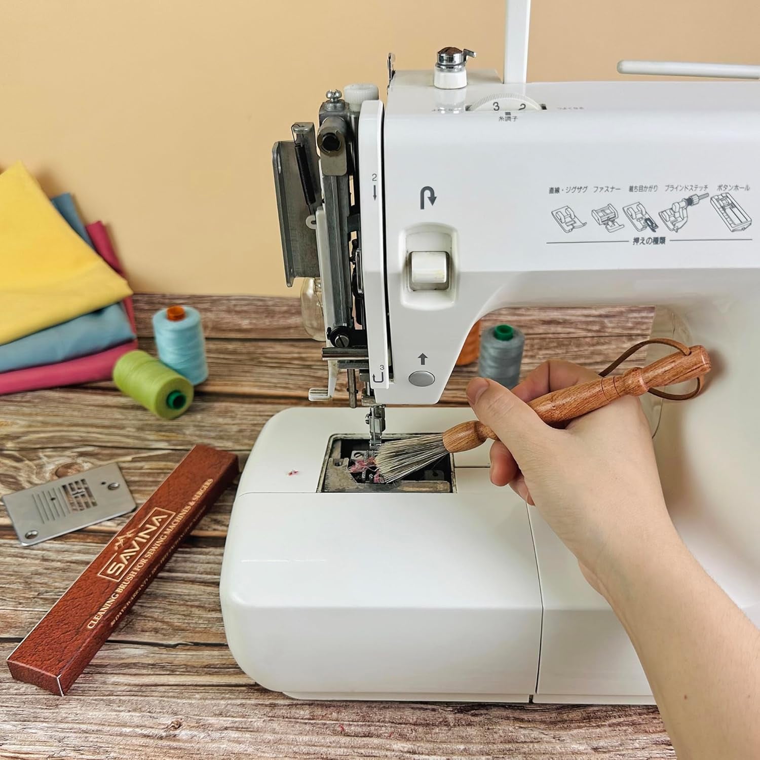 Set 2 Cleaning Brush for Sewing Machine & Sergers - Sewing Tool, Wooden Lint Brush with a Built-In Hanging Strap. Brushing Lint Out of Sewing Machines.