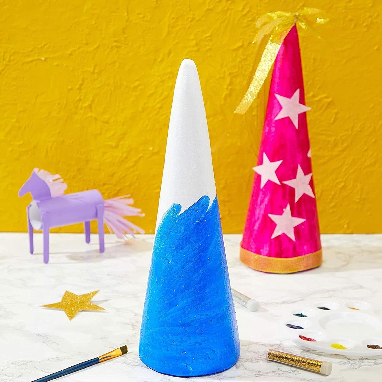 4 Pack Craft Foam - Foam Cones for Crafts, Trees, Holiday Gnomes, Christmas Decorations, DIY Art Projects (13.5X5.5 In)