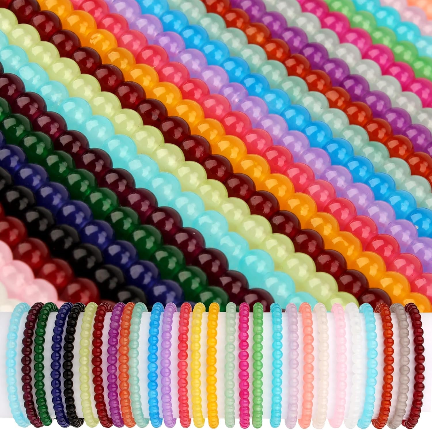 1400Pcs Glass Beads for Bracelets - DIY Bracelet Making Kit with 28 Colors, 6Mm round Beads - Stunning Crystal Beads - Glass Bead Kit for Jewelry Making