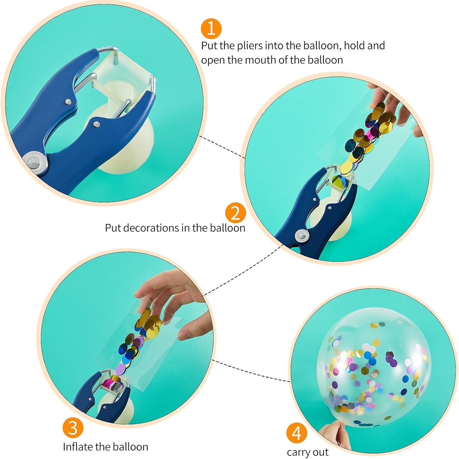 Balloon Expander Pliers Balloon Stuffing Tool Blue Stainless Steel Balloon Stretcher Sequin Filling Pliers for Filling Balloon Sequins Petals Feathers Home Party Activities (Simple Style)