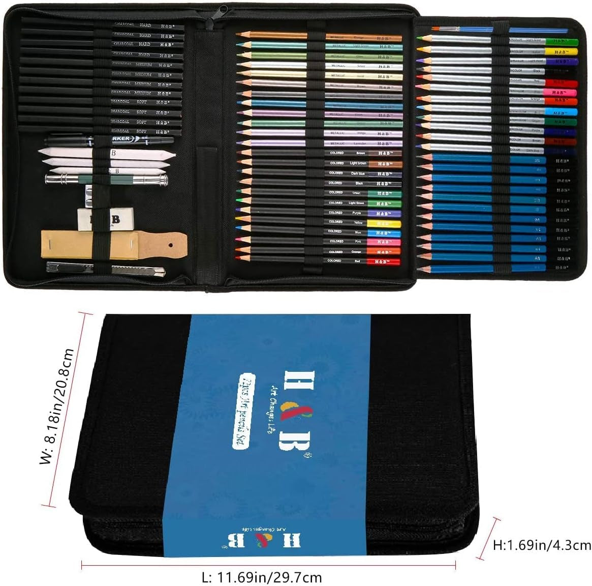 Drawing Pencils for Sketching Shading Blending Crafting Drawing Supplies Sketching Kit Sketch Book, Coloring Book, Metallic Charcoal Soft Core Gift for Adults Kids Beginners