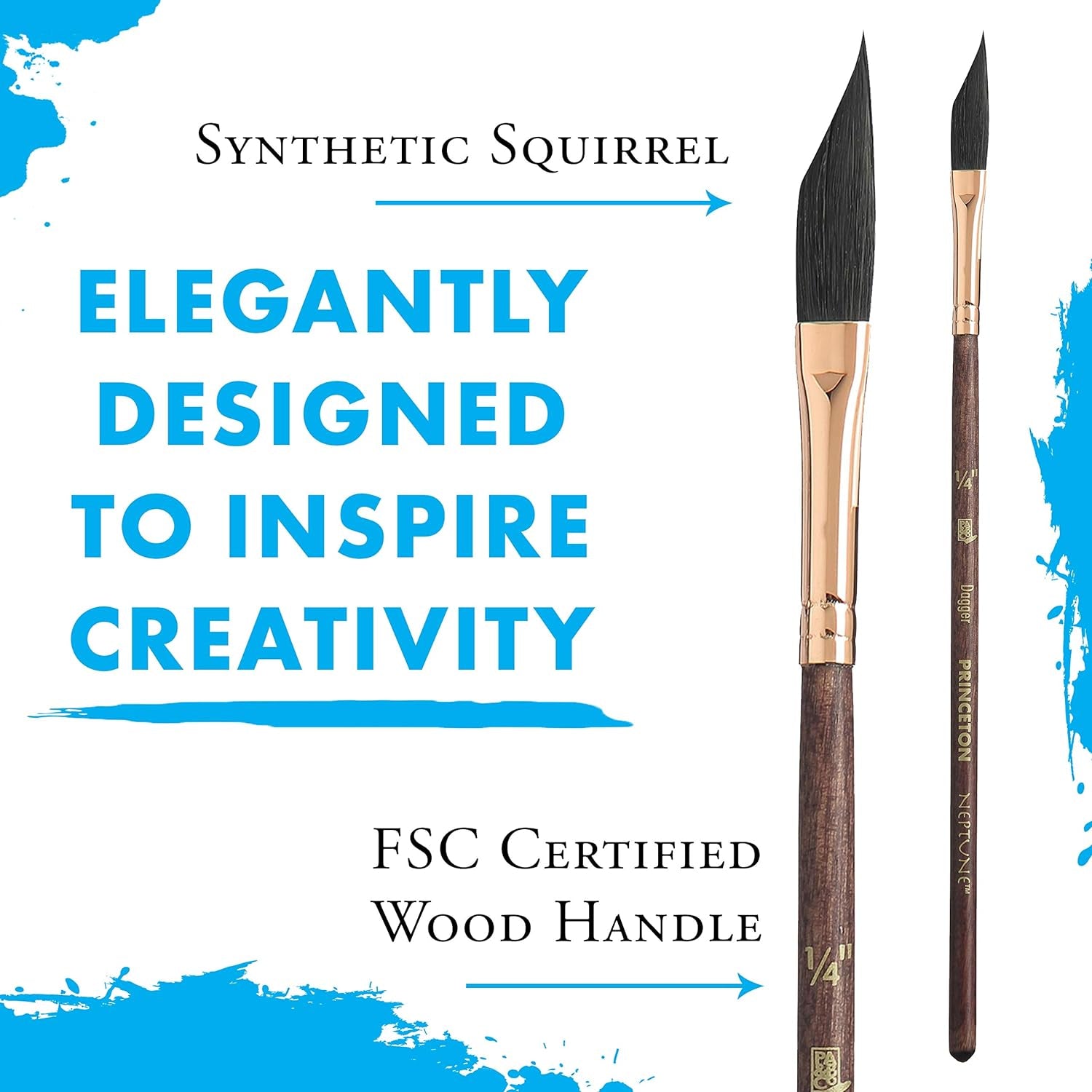 Artist Brush Neptune, Brushes for Watercolor Series 4750, Dagger Synthetic Squirrel, Size 25