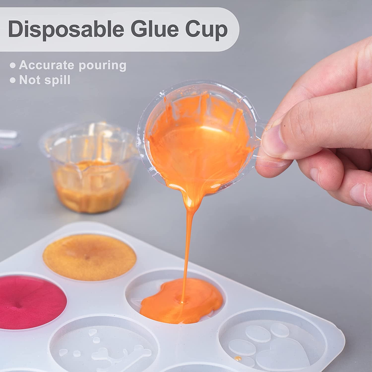 Epoxy Mixing Cups Kit,200Pcs, Plastic, 30Ml Disposable Measuring Cups,50 Wooden Stirring Sticks, Dropper for Paint Mixing, Jewelry Making