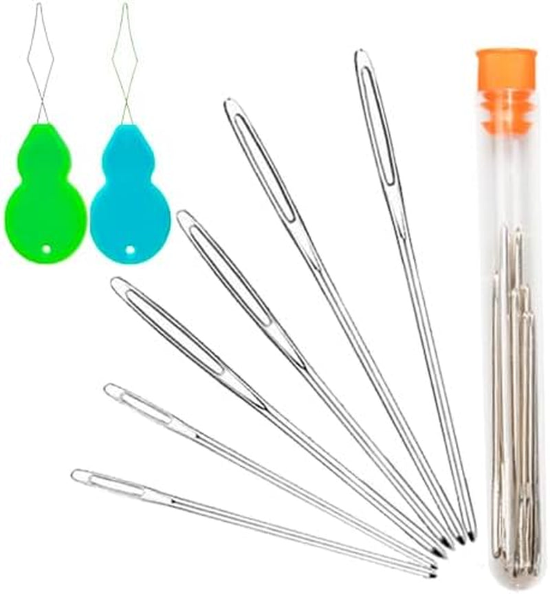 Large-Eye Blunt Needles, 12 Pieces Pro Quality Stainless Steel Yarn Knitting Needles, Sewing Needles, Crafting Knitting Weaving Stringing Needles (12 Pieces)