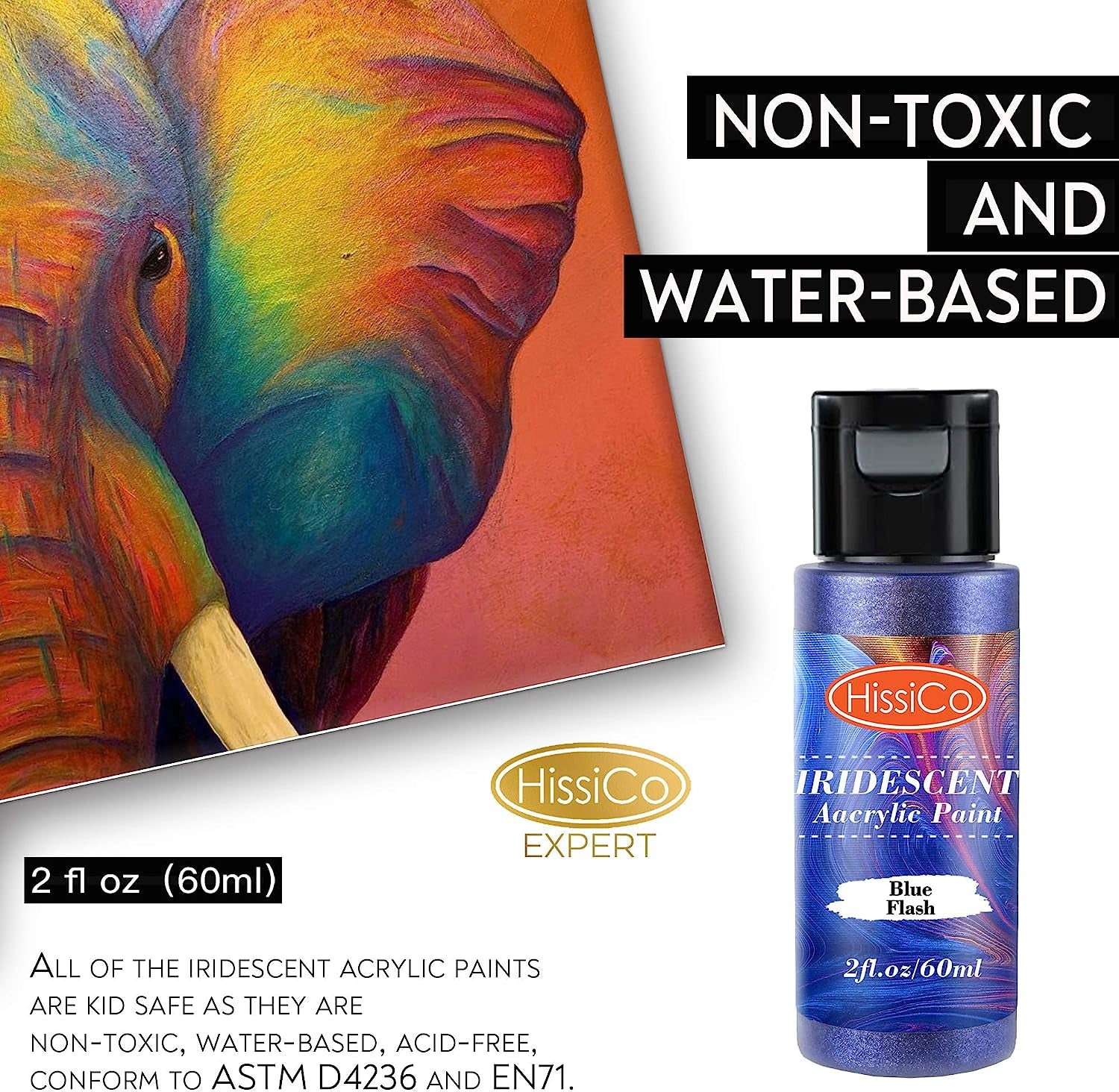 Iridescent Acrylic Paint Set of 16 Chameleon Colors 60Ml 2 OZ Bottles, High Viscosity Shimmer Paint for Artists, Beginners on Rocks, Crafts, Canvas, Wood, Fabric, Ceramic