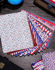 15 Pieces Labor Day American Flag Faux Leather Sheets Glitter Sequins Synthetic Leather Sheets DIY Faux Leather Fabric Making Earrings Bows DIY Crafts, 8.3 X 6.3 Inch (Classic Style)