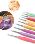 Set of 10 Small Size Crochet Hook Set, Ergonomic Handle Crochet Hook Needles for Arthritic Hands, Thread Crochet Steel Lace Hooks Size 0.5Mm to 2.75Mm