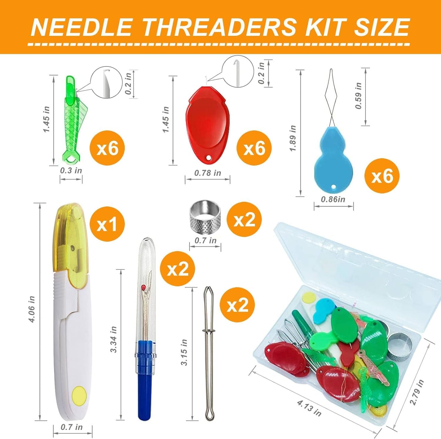 Needle Threaders for Hand Sewing,25 Pcs Needle Threaders Kit,Include Fish Type Easy Threader/Gourd Shaped Sewing Needle Threader/Thumb Shaped Threaders/Seam Rippers/Sewing Tweezers/Thimble/Scissor Etc