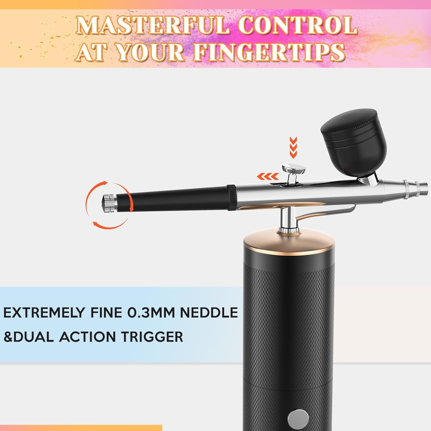 Cordless Airbrush Kit, Airbrush Kit with 0.3Mm Tip, Handheld Rechargeable Air Brush with Compressor for Makeup, Nailart, Painting, Cake, Cookie, Model