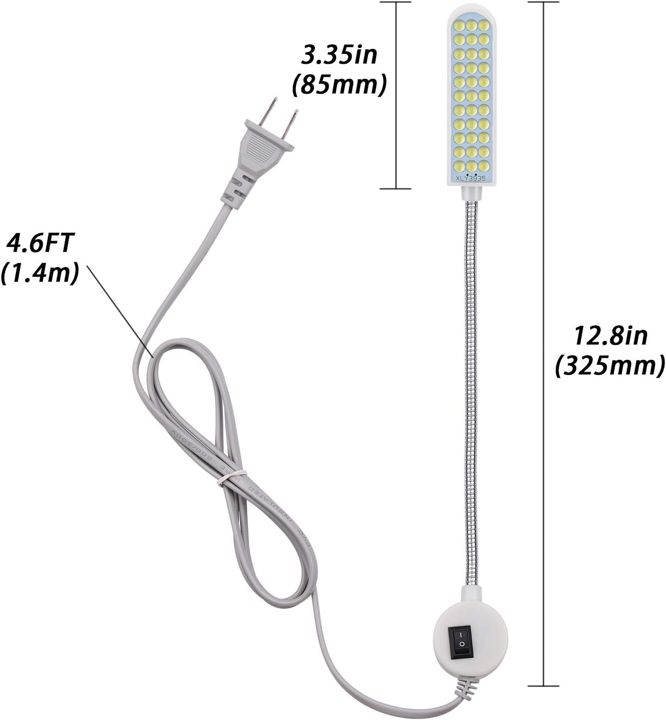 Sewing Machine Light (36LED) Gooseneck Work Light with Magnetic Mounting Base, White Soft Light for Lathes, Drill Presses, Workbenches