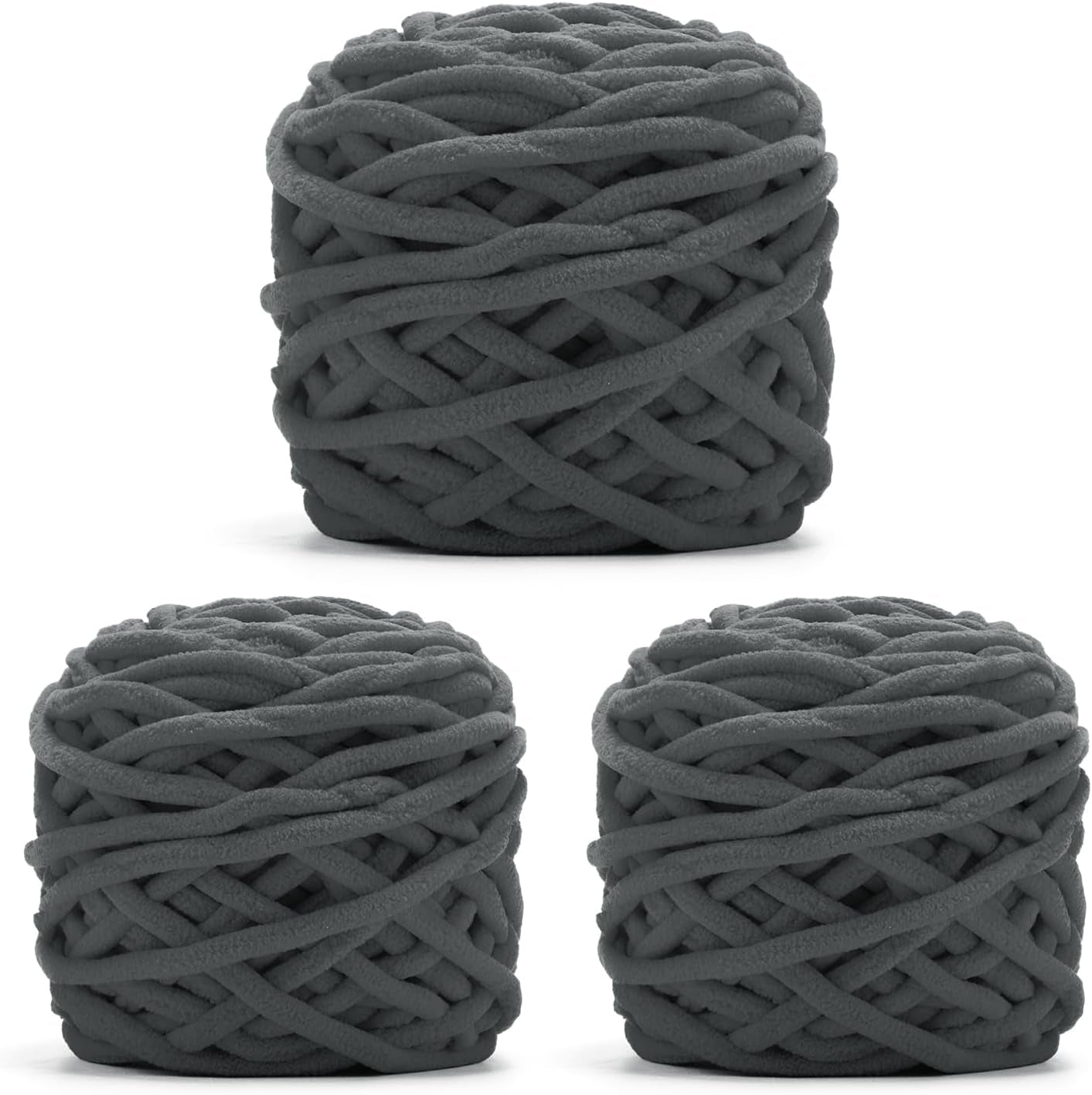 Blanket Yarn 3 Pack of 100G/3.5Oz - White Chenille Yarn 6 Super Bulky - Knitting, Crocheting &amp; Crafts Chunky Yarn