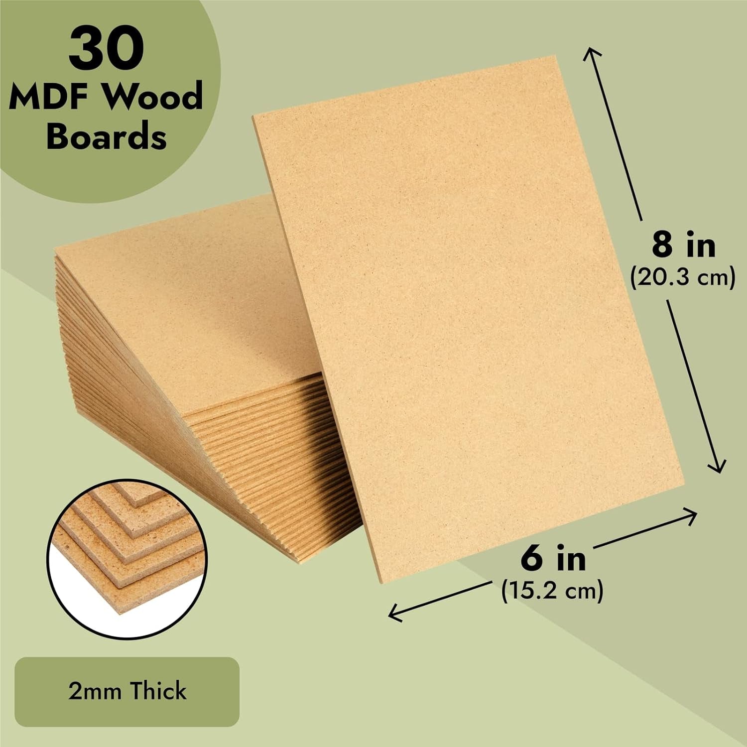 30 Sheets Thin MDF Wood Boards for Crafts, 2Mm Medium Density Fiberboard (6 X 8 In, Brown)