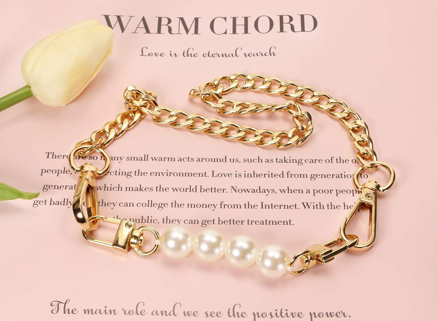 Bag Strap Extender  2Pcs 4.7 Inch Short Faux Pearl Purse Chain Strap Replacement for Shoulder Cross Body Bag Handbag Crafts (12 Cm)