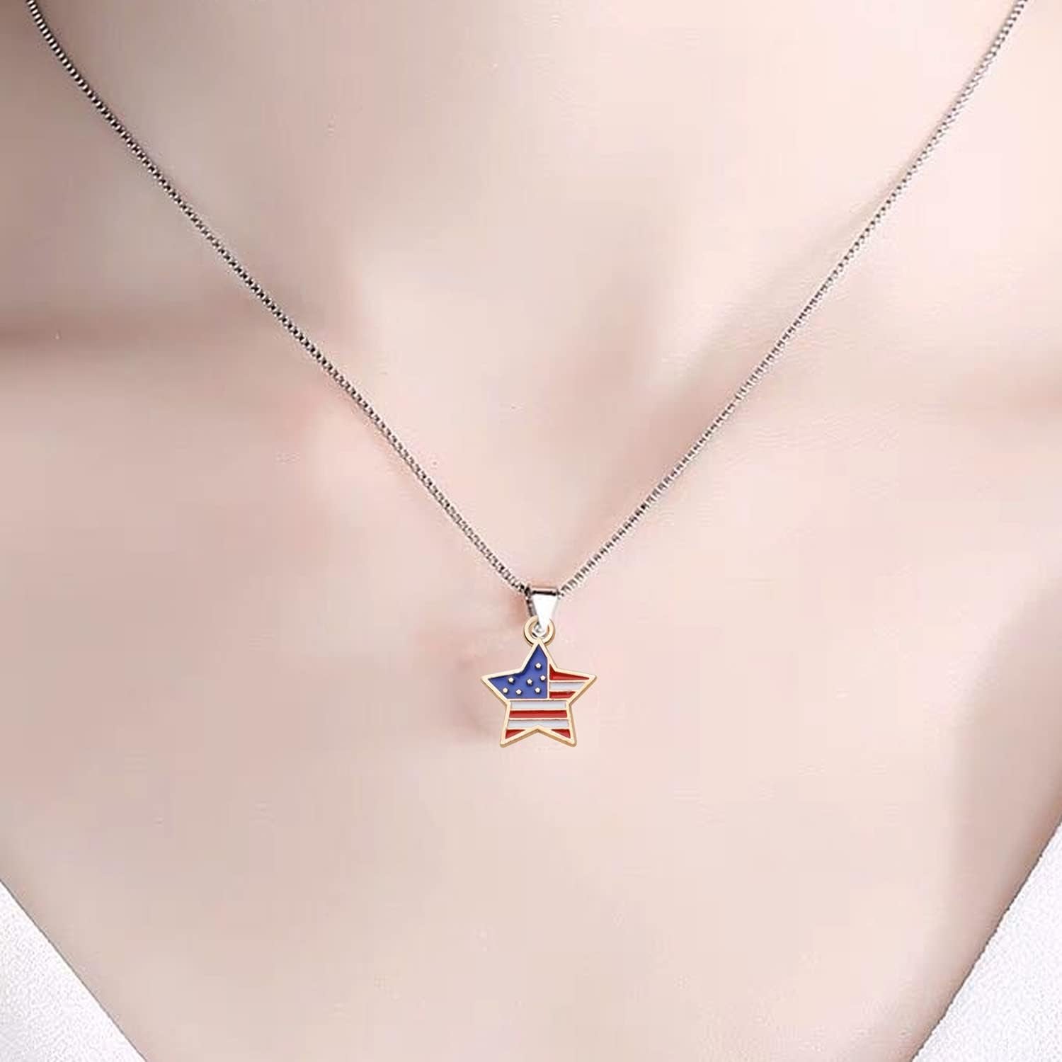 30Pcs American Flag Charms Pendant Flag Heart Star Shape Charms Patriotic Enamel Charms Craft Supplies for DIY Jewelry Making Findings Accessory