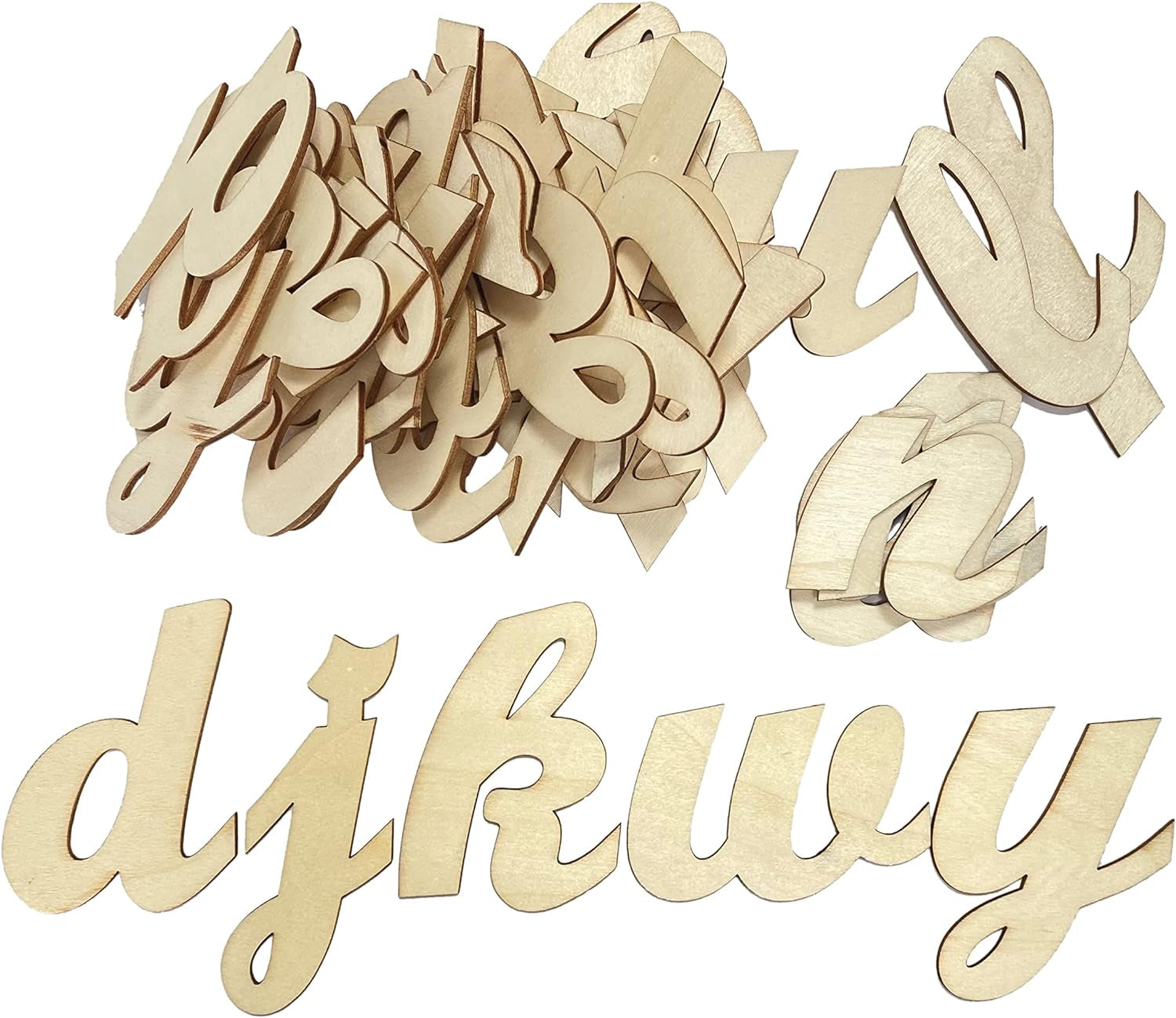 3 Inch 284 Pieces Wooden Letters Unfinished Wood Letters for Crafts Cursive Alphabets with Extras