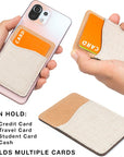 Sublimation Blanks Phone Wallet - PU Leather Card Holder for Back of Phone Stick on Iphone Android HTV Friendly DIY Blanks for Vinyl Projects (Beige Polyester Burlap)