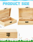 Unfinished Wooden Box with Hinged Lid Wood Small Craft Unpainted Box Jewelry Keepsake Rectangle Box Treasure Gift Storage Box for DIY Craft Home Storage Art Project, 6 X 4 X 2 Inch(18)