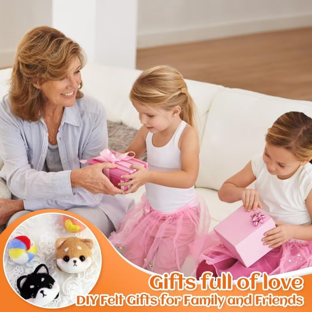 Needle Felting Tools - 134Pcs Felting Kits for Beginners Adults, 3 Sizes 102 Pcs Wool Felting Needles & 3 Wooden Handle for Making Felt Animals Doll Painting Handicraft Gifts