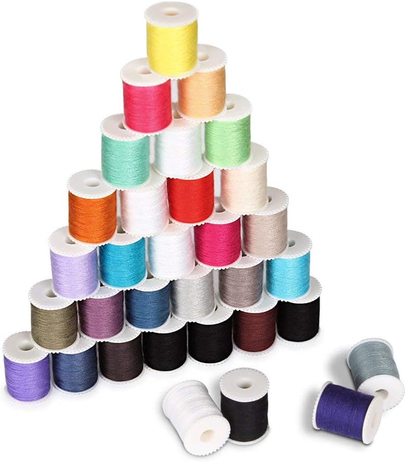 60 Pcs Bobbins Sewing Thread Kit, Polyester Mini Bobbins and Thread Spools for Hand &amp; Machine Sewing