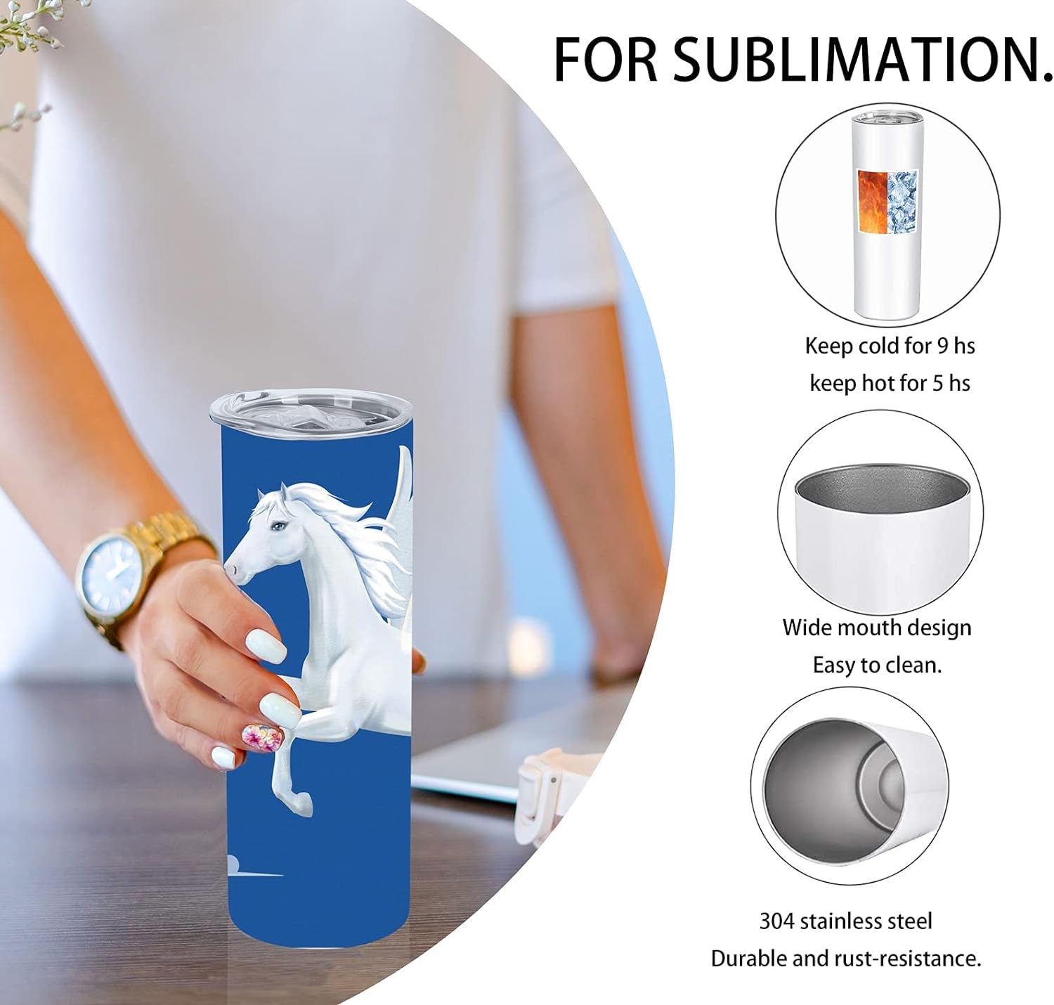 8 Pack Straight Sublimation Tumblers Set 20 Oz Skinny, Stainless Steel Skinny Sublimation Tumbler Blank with Shrink Wrap Film Lid Straw Set,Individually Boxed, Not Tapered