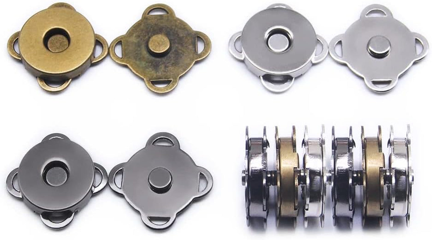 30 Sets Magnetic Snaps Button for Purse Handbag Wallet Overcoat Bag Mixed 3 Colors Fasteners Snap Buttons