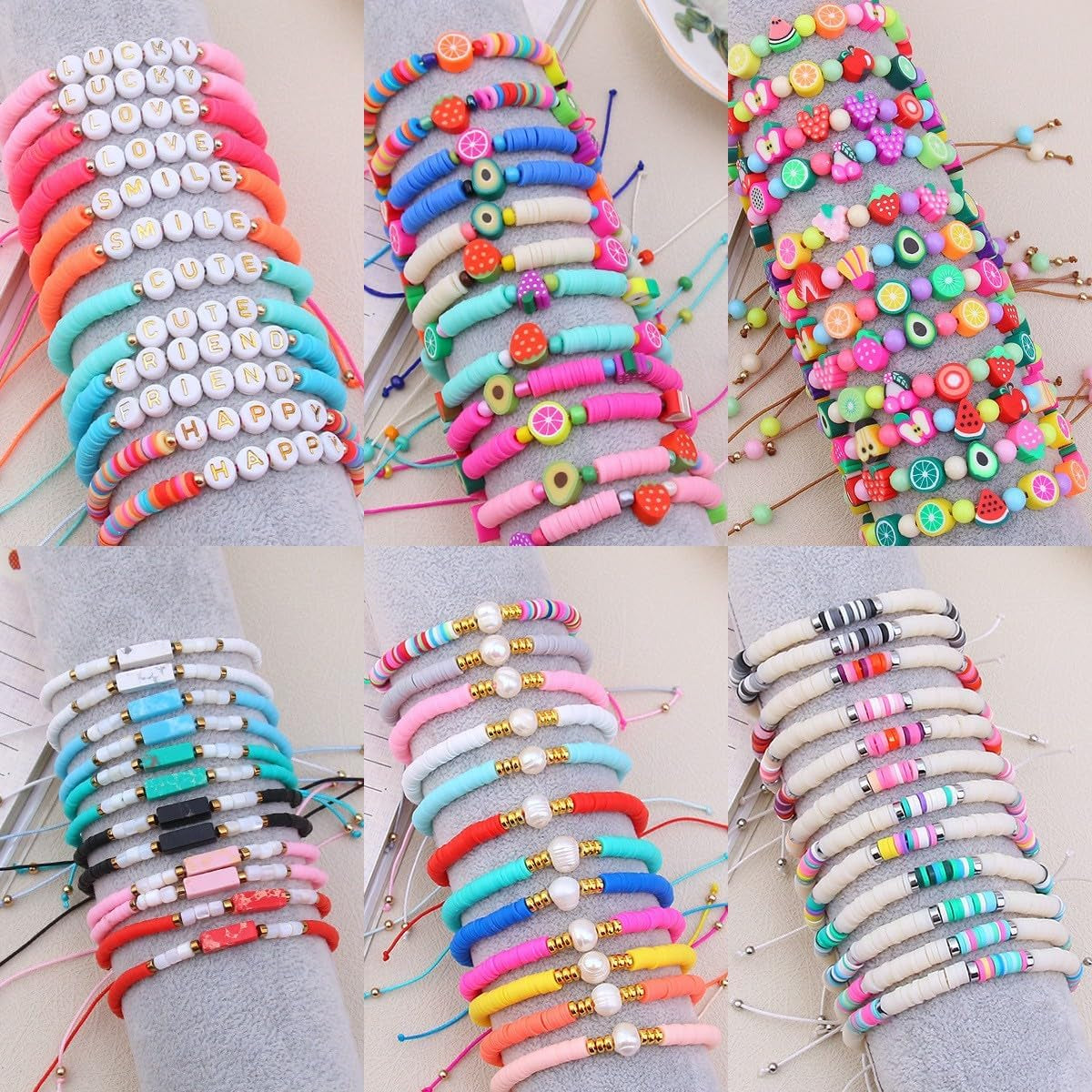 5000+Clay Beads Bracelet Making Kit, Flat round Spacer Beads Heishi for Bracelets Jewelry Making Kit Earring DIY Crafts Holiday Gift